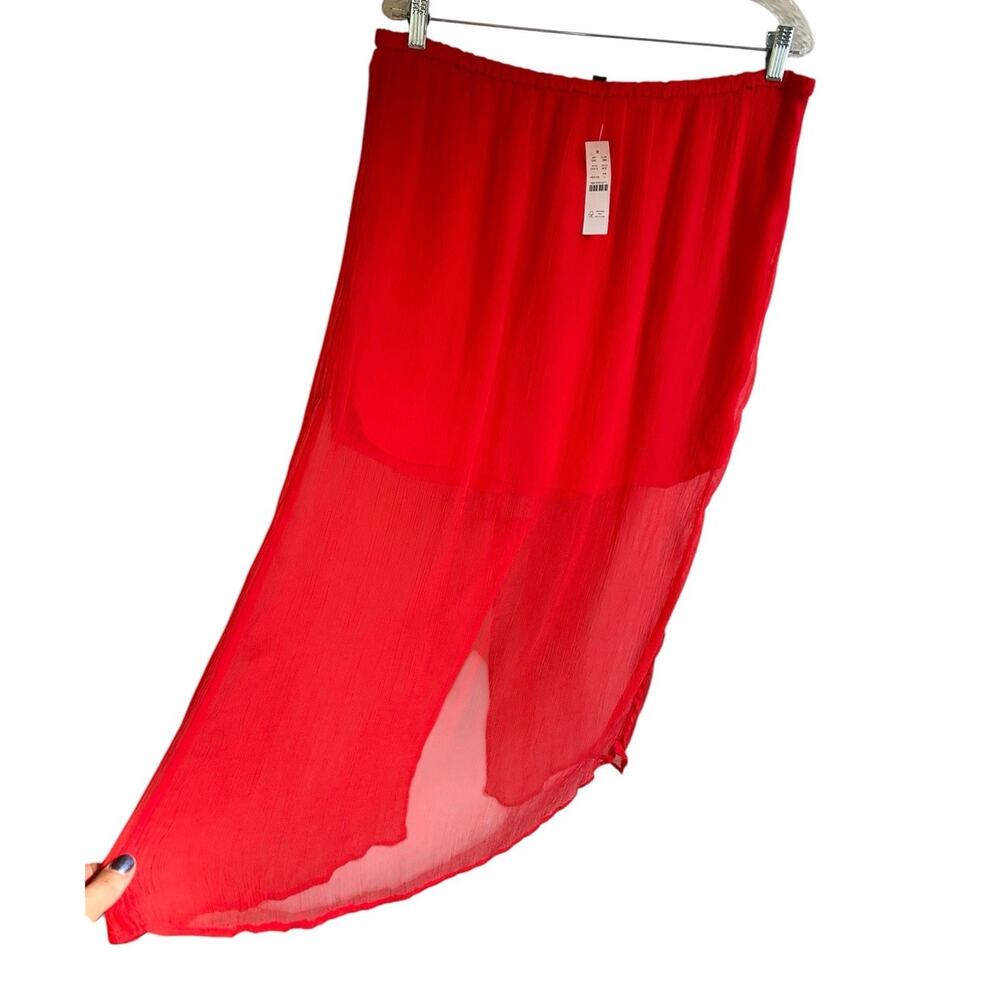 J Crew Gwyneth Cupro Slip Midi Skirt Womens L Pink Red Sheer NWT - Picture 12 of 12